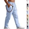 Herren Casual und Modisch -farbige lockere Leinen-Straight-Leg-Hose