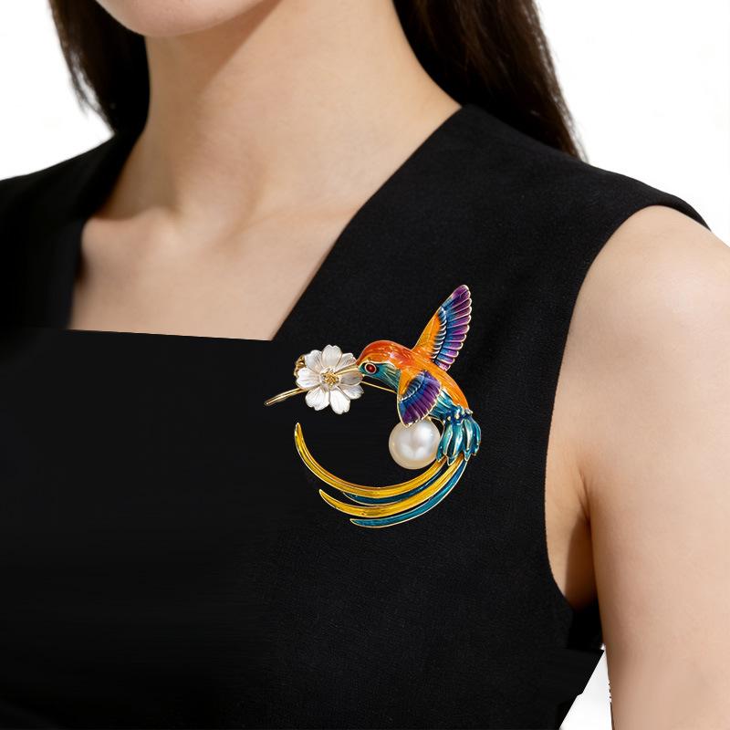 Painted Hummingbird Brooch Bird Corsage Suit Clothing Accessories Decoration Hundred College Entrance Examination Season