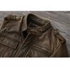 Chinese Size Men Leather Jacket Style Brown Genuine Cowhide Coat Soft Slim Fit Spring Vintage