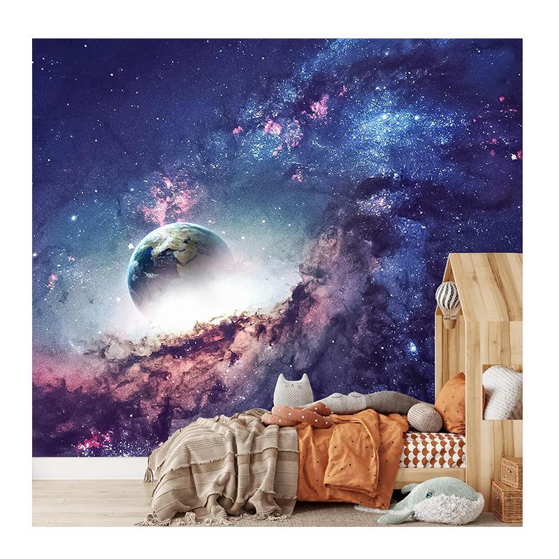 Galactic Wall Mural Star Cloud Mural Nebula Space Removable Wall Sticker Modern Wallpaper for Living Room Bedroom