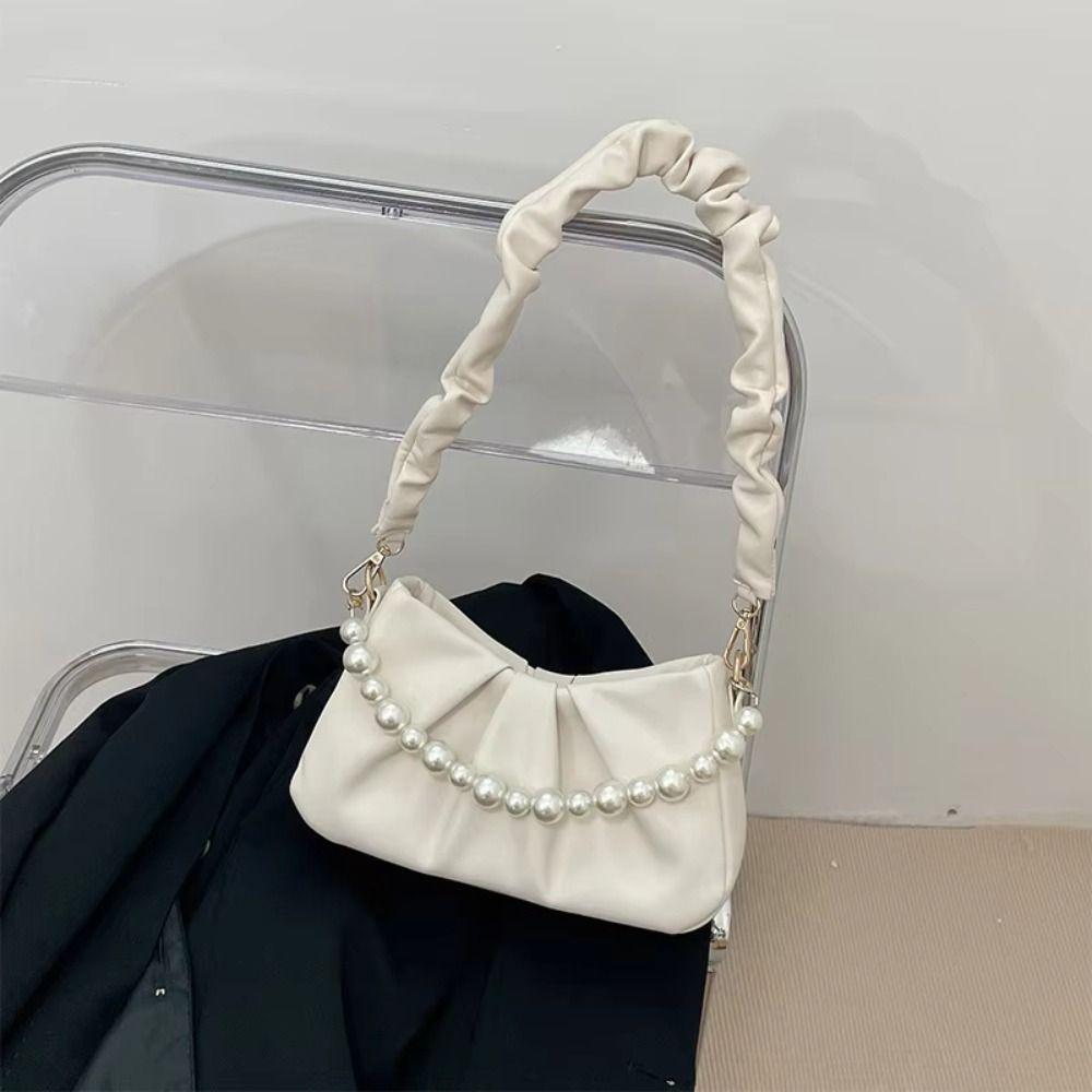 Large Capacity Pleated Cloud Bag PU Leather Single Shoulder Wallet Female Lady Girl