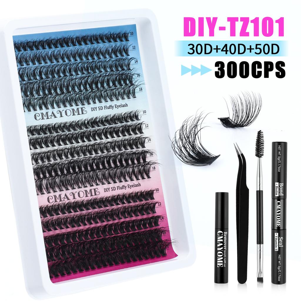Thick 300-Cluster D-Song Mixed False Eyelash Set 10-18M Curled Diy Segmented Eyelashes