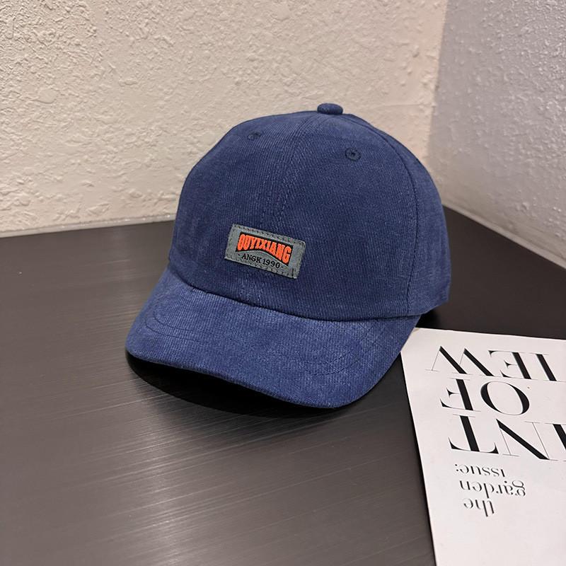 Color Solid Retro Letter Soft Top Fitted Cap Sunshade Ventilation Men Women