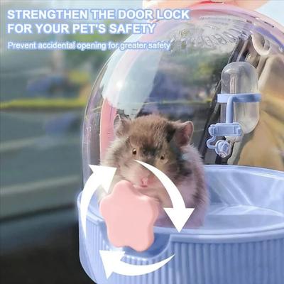 Large Space Portable Hamster Cage Transparent with Water Bottle Small Animal Carrier Anti-bite Safety Lock Hamster Outgoing Case