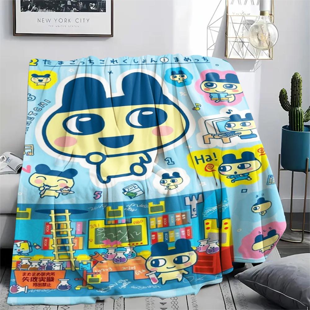 1PC Tamagotchi Print Flannel Blanket, High quality Comfortable for All Seasons, Home Decor, Warmth and Comfort, Perfect for Christmas Gifts189