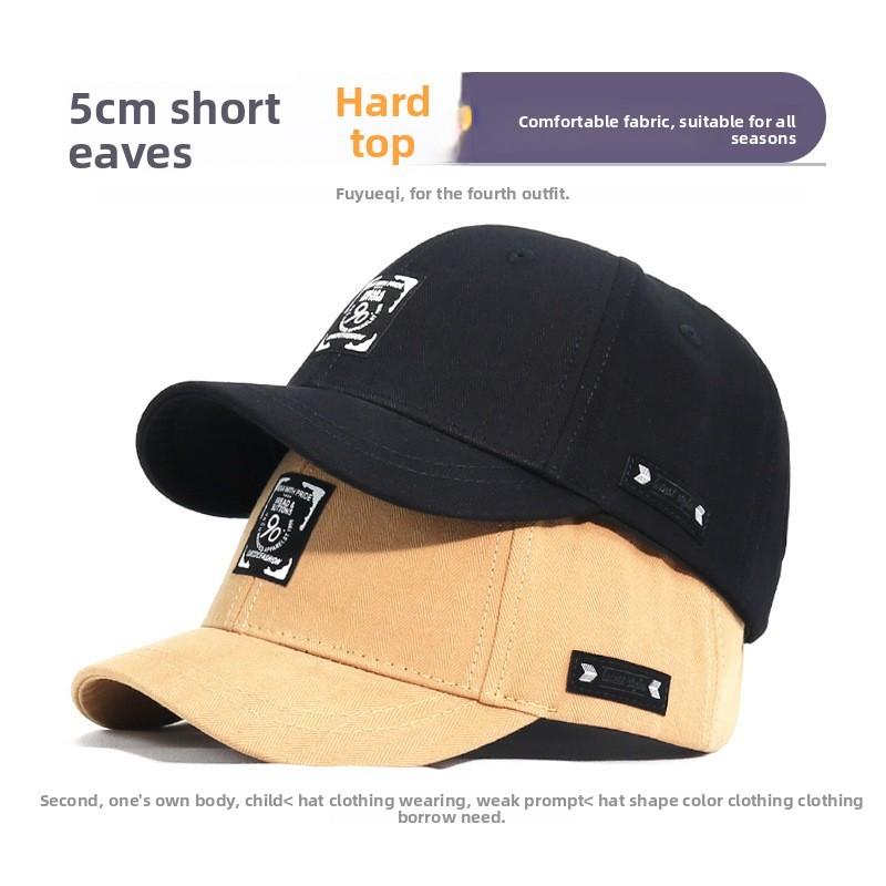 90 Baseball Cap Cotton Letter Embroidery Short Brim Streetwear Hat For Teens And Adults