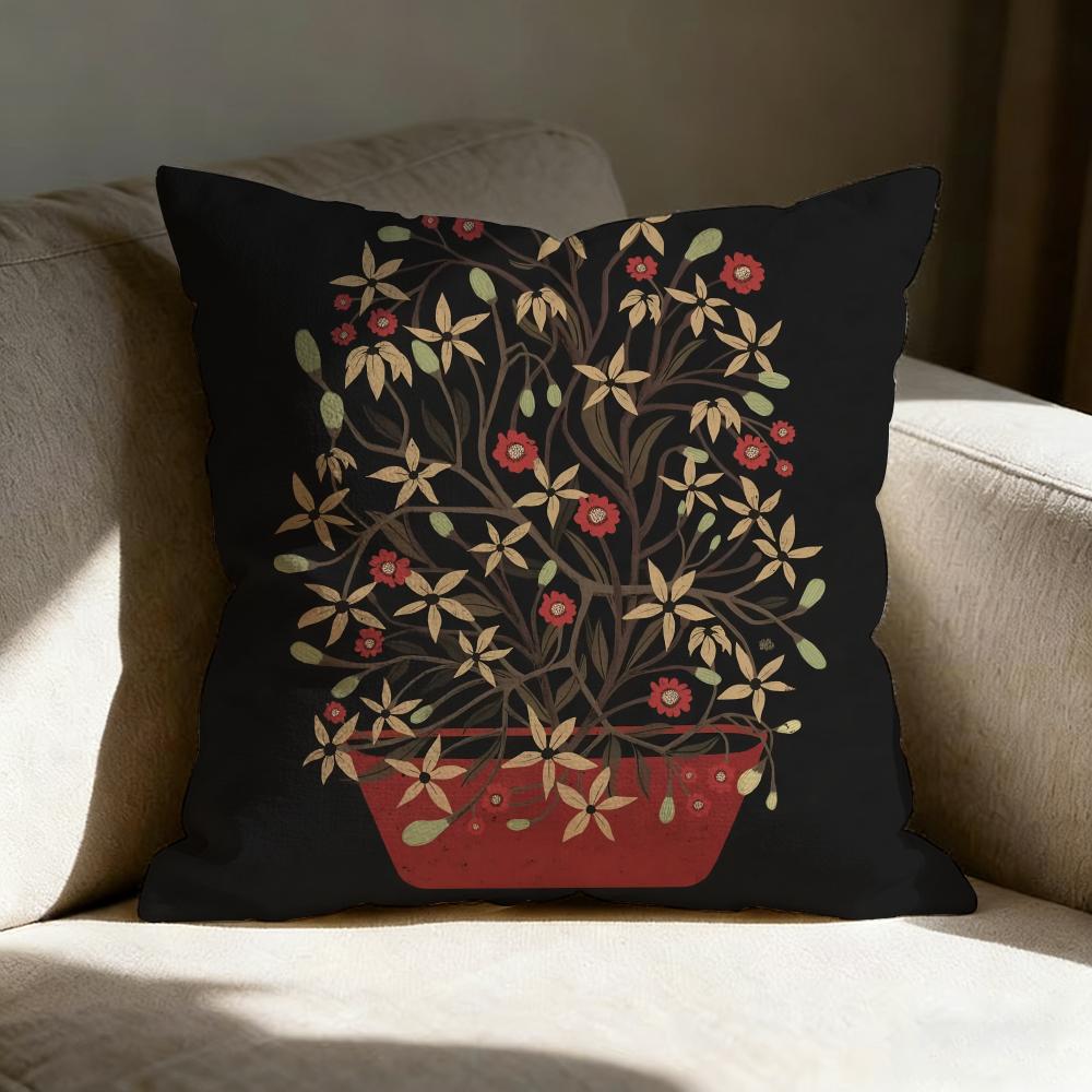 Vintage Vase Print Pillow Case Linen Pillow Covers Cover For Couch Living Room Bench Patio Floor Linen Home Decor