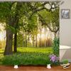 Forest Landscape Shower Curtain Garden 3D Green Plant Tree Natural Scenery Waterproof Polyester Bathroom Curtain Home Decor