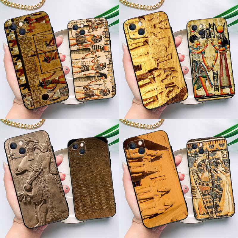 Egypt Cuneiform Akkadian Pharaoh Phone Case For iPhone 17 16 14 13 12 11 15 Pro Max Plus 12 13 Mini 16e 17 Air Cover Coque