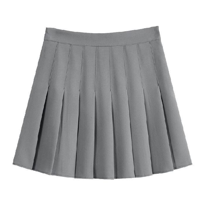 Korean Style Pleated Skirt with Zipper and Buttons - Four Seasons Versatile JK Uniform Skirt