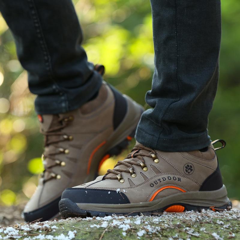 Winter High-top Cotton Shoes with Velvet Warm Walking Couple Shoes Outdoor Snow Non-slip Hiking Shoes