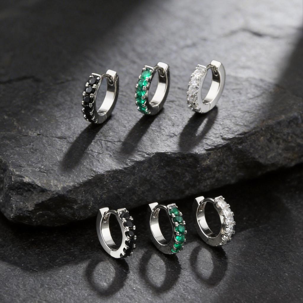 CZ Huggie Hoop Earrings for Women, Tiny Cartilage Hoops Sparkling Cubic Zirconic Simple Stacking Earrings for Multiple Piercings