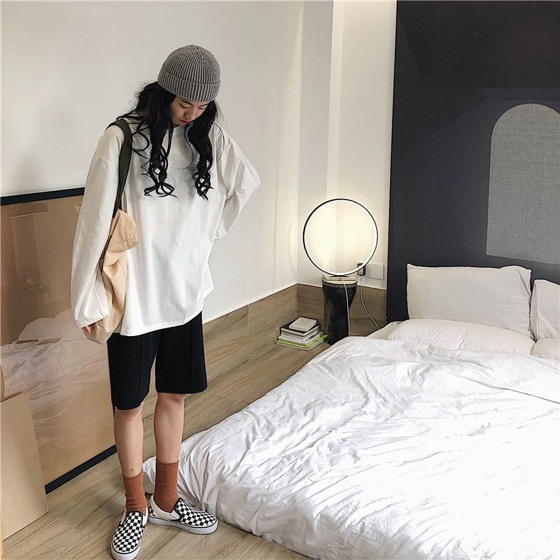 Fashion Cotton Solid Long Sleeve Loose Casual T-shirt Women Spring and Autumn Plus Size Women's T Shirt Elegant O Neck Simple Ladies Tee Tops 25899