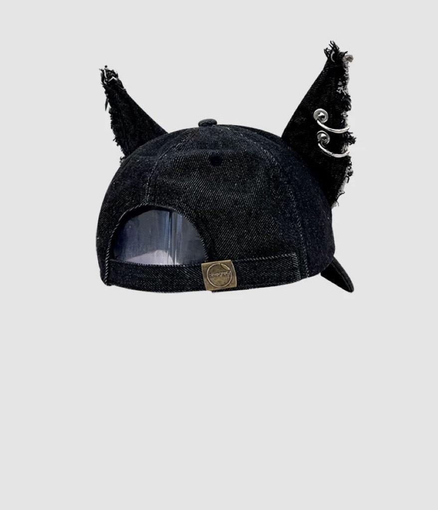Junk Style Y2K Doberman Dog Ears Washed Cowboy Baseball Cap Dark Tie Punk Personality Street Cap Tide