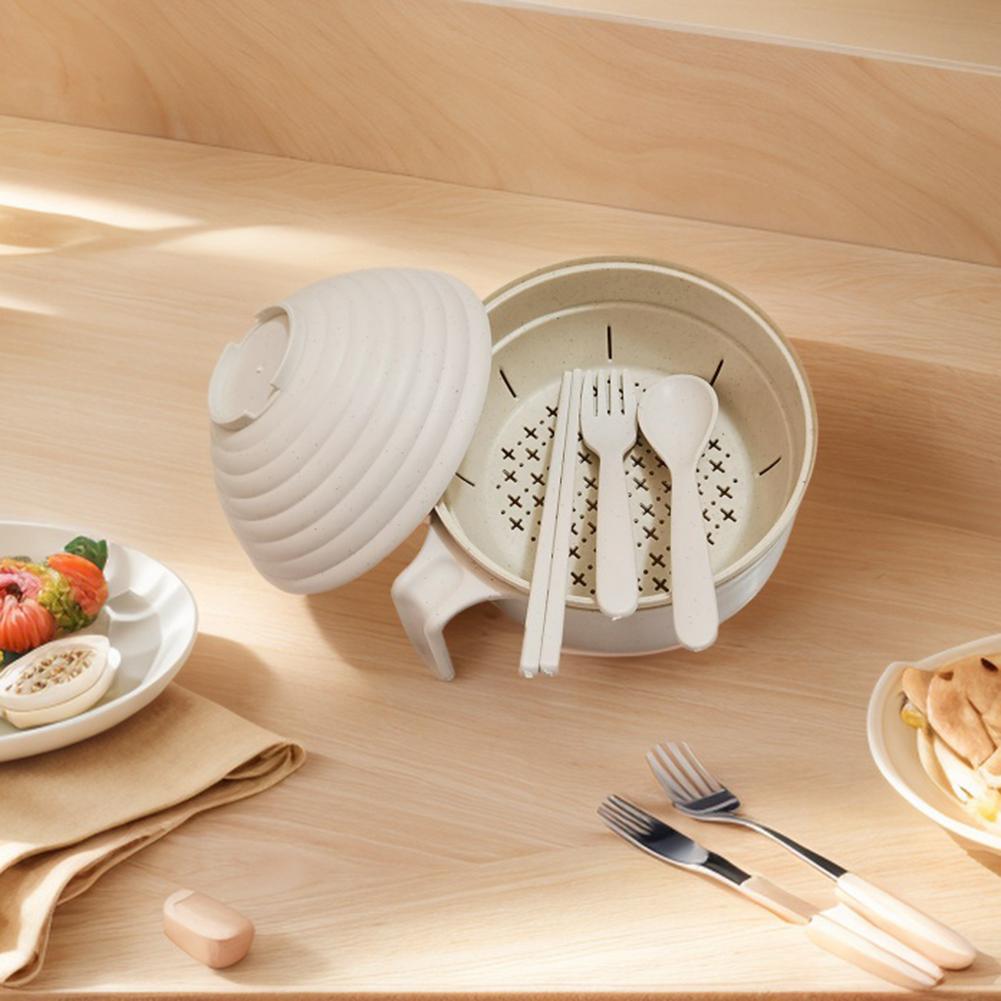 Ramen Kocher Ramen Schüssel Set mit Löffel Essstäbchen Gabel Mikrowellen Nudelschüssel Schnell Ramen Kocher Studentenwohnheim Essentials
