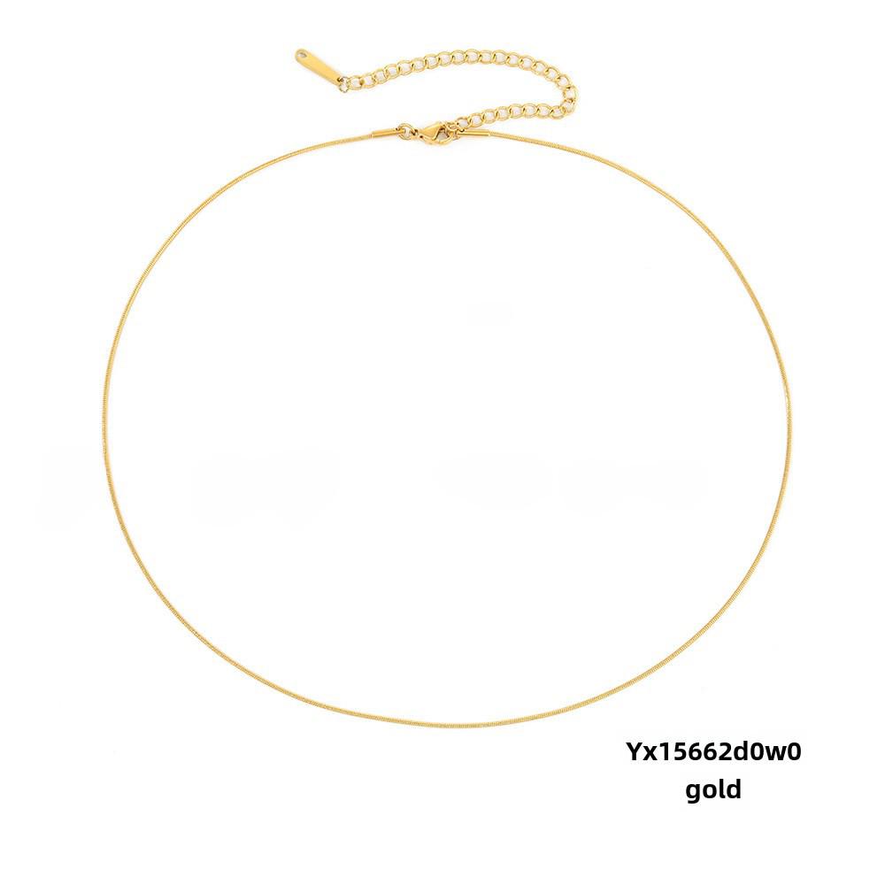 eManco Titanium Steel Round Chain Necklace - Simple European/American Style for Women and Couples, Long Snake Bone Chain, Clavicle Design.