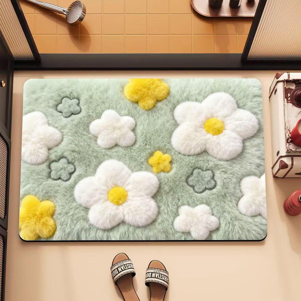 Fresh Floral 3D Diatomaceous Earth Bathroom Mat