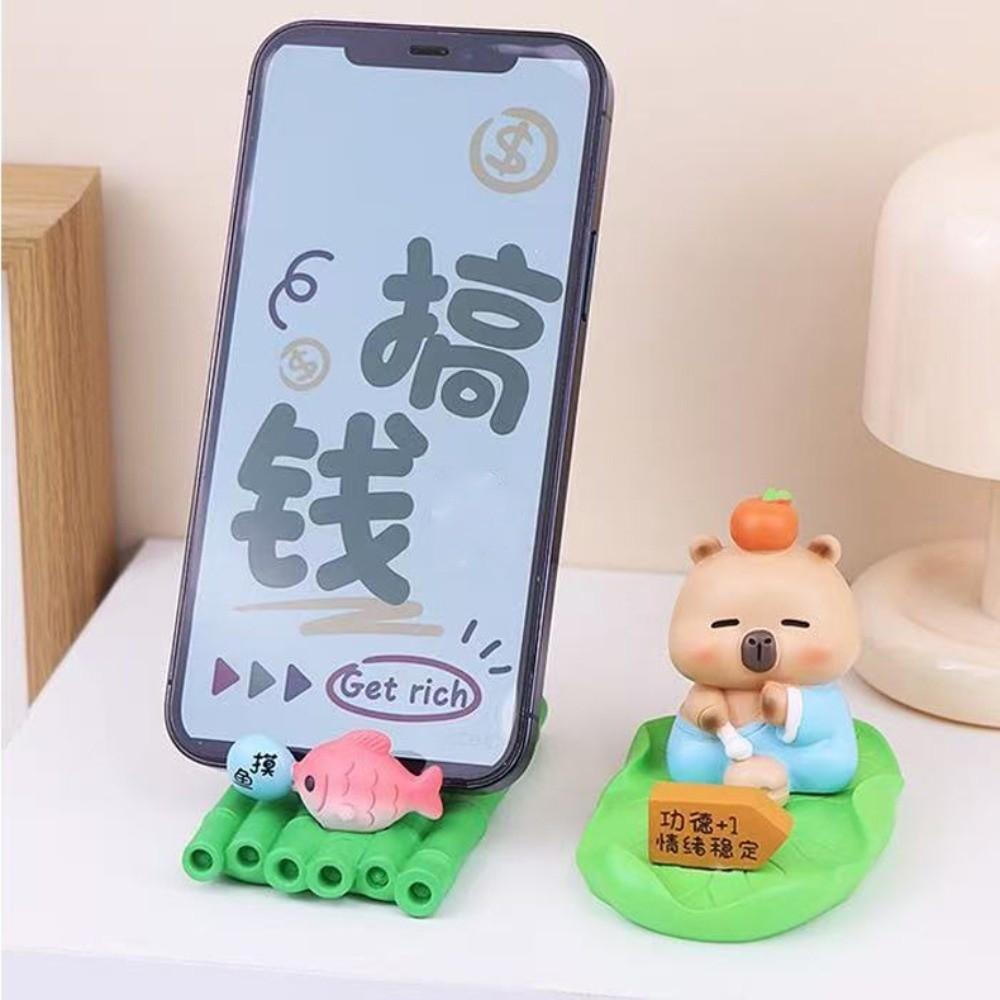 Support Capybara Phone Holder Figure Model Capybara Cell Phone Bracket  Desktop Ornaments