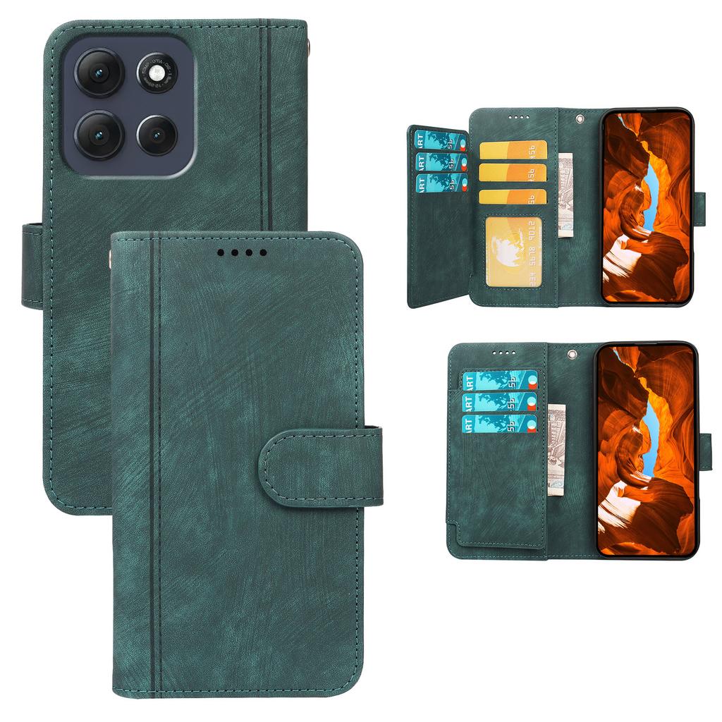 For Motorola Moto G86 5G Leather Case Line Pattern Wallet Phone Cover with 9 Card Slots