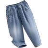TonLion Boys Fleece-Lined Denim Pants Loose Fit Carrot Jeans Autumn Winter Warm Durable Blue 130