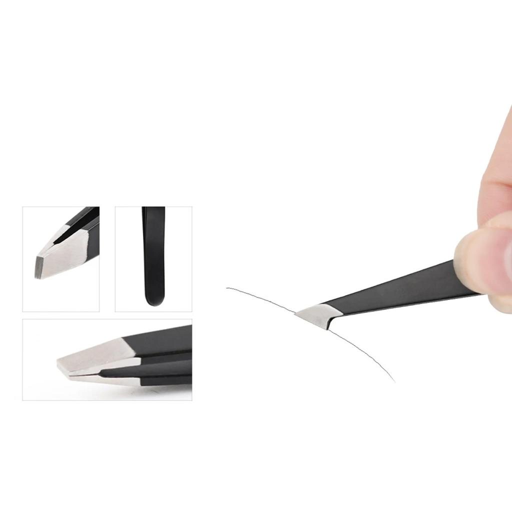Haren Verwijderen Pincet Roestvrij Staal Wenkbrauwpincet Roze Schuin Zwarte Punt Punt Gezicht Schadevrij Make-up Schoonheidstool Zwart