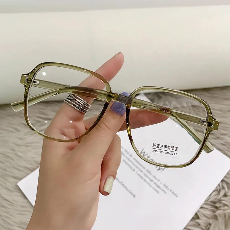 Professional Ultra Light Matte Tea Myopia Eyeglasses Fashionable Anti Blue Light Near Sight Glasses Women  Large Frame Eyewear