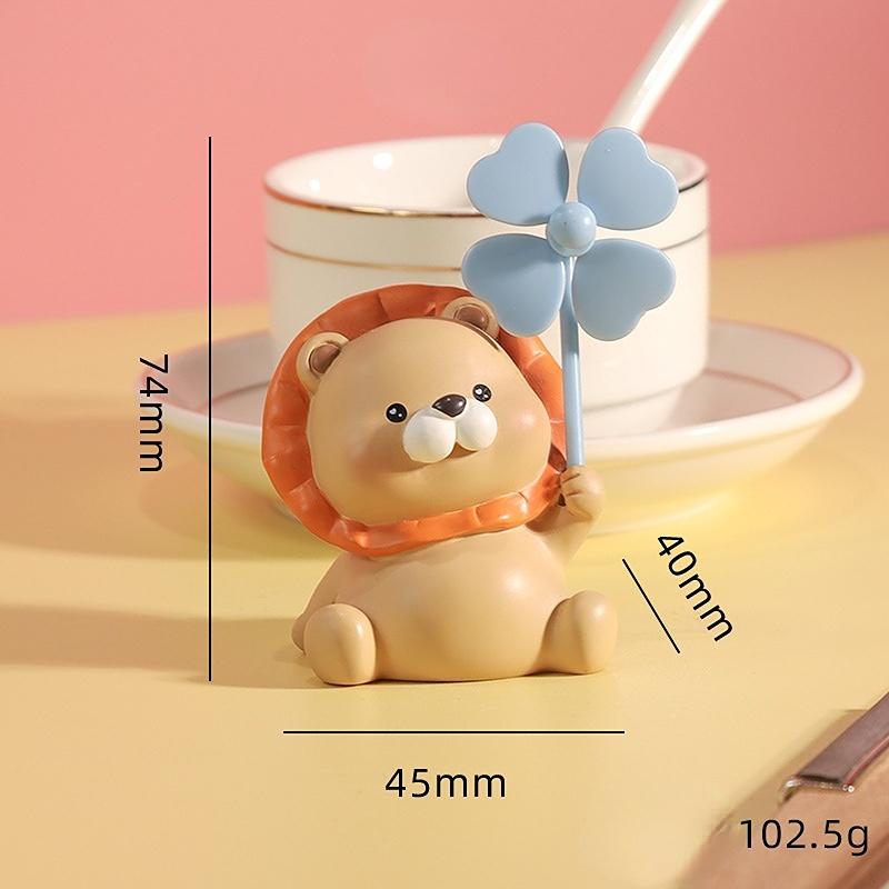Windmill Small Accessories Resin Office Decompression Desktop Toys Cute Cartoon Animals Toys Car Accessories