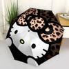 1pc Leopard Print Hello Kitty Automatic Opening/Closing Umbrella with Portable Tri-Fold Design, 8-Bone Iron Frame Outdoor Umbrella, Ideal Gift for Fan
