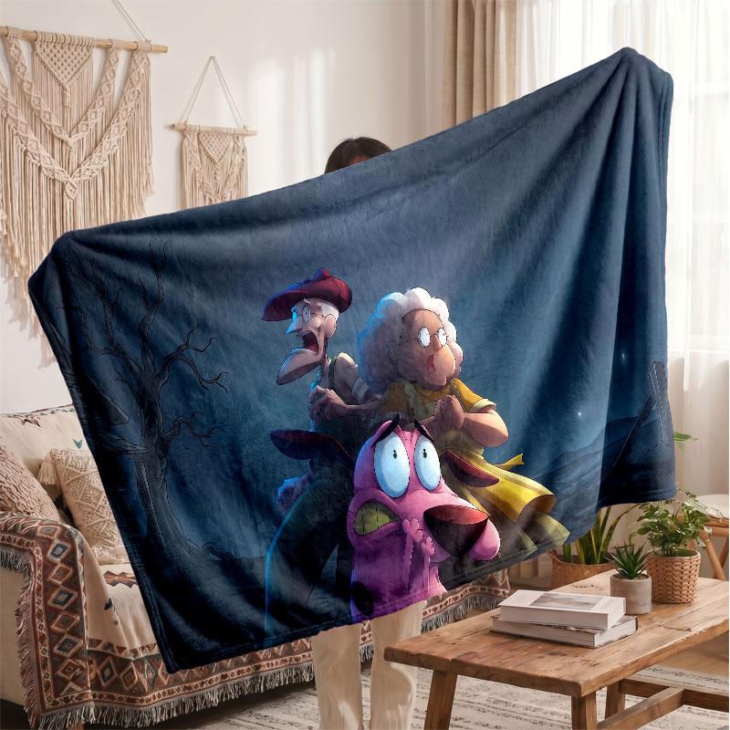 Warm Flannel BlanketCourage the Cowardly Dog Soft Cozy Throw Blanket for Bedroom Couch