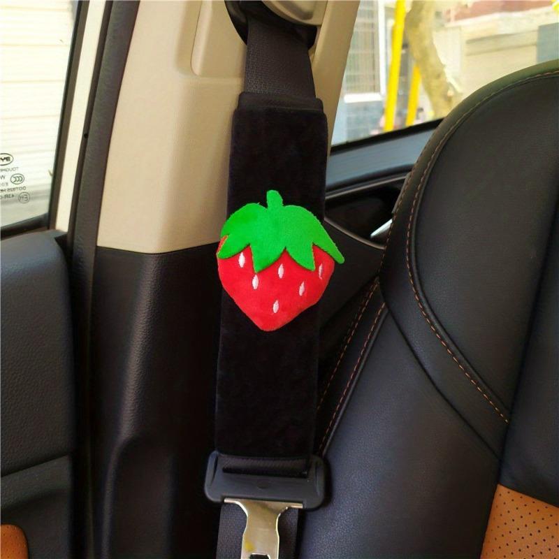 2pcs Soft and Fluffy Car Seat Belt Shoulder Pad for Women, Cute Fruit Strawberry Car Seat Belt Strap Protector