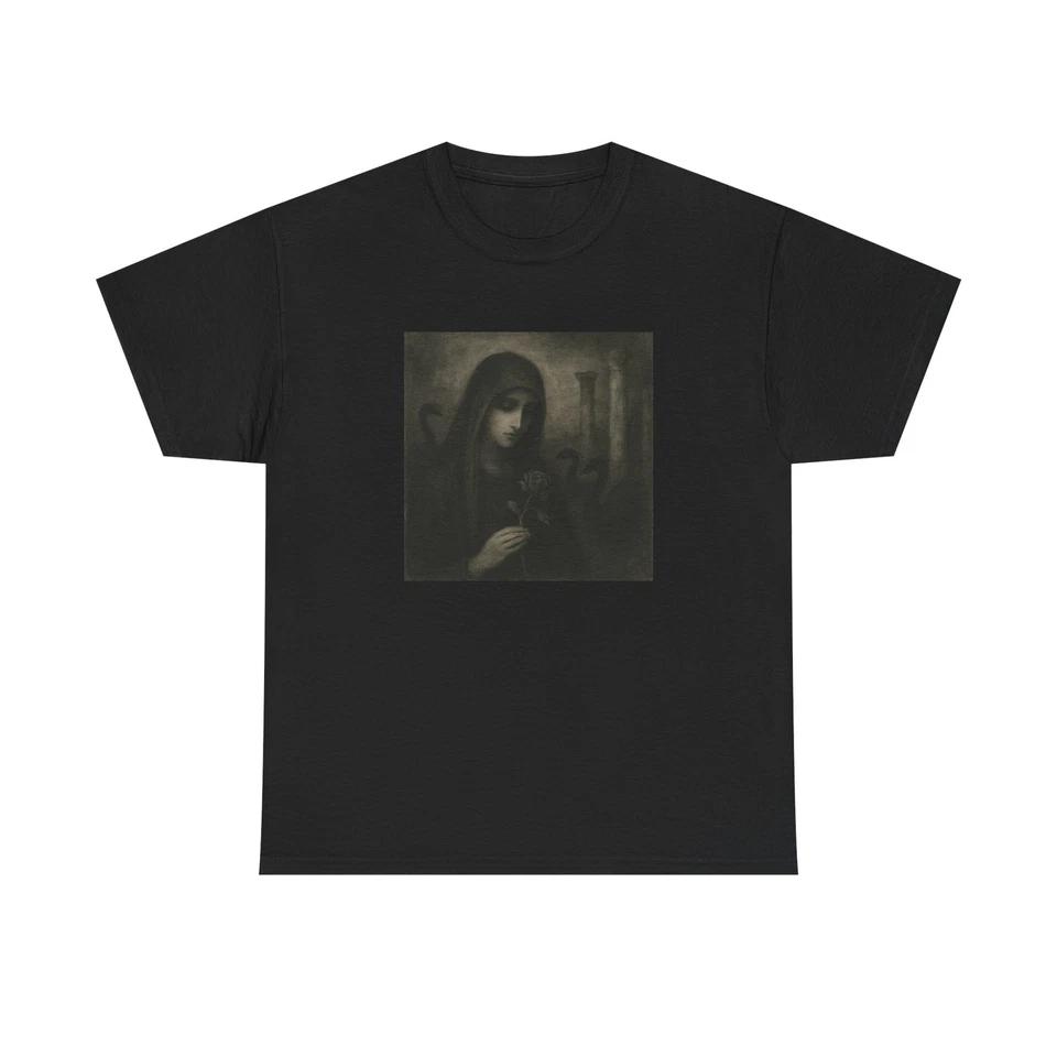 Unisex Adult T Shirt Symbolist Painting Veiled Woman Dying Rose