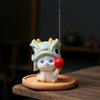 Ceramic Cat Incense Holder: Cute Lion Dance Pet Ornament for Home Décor.
