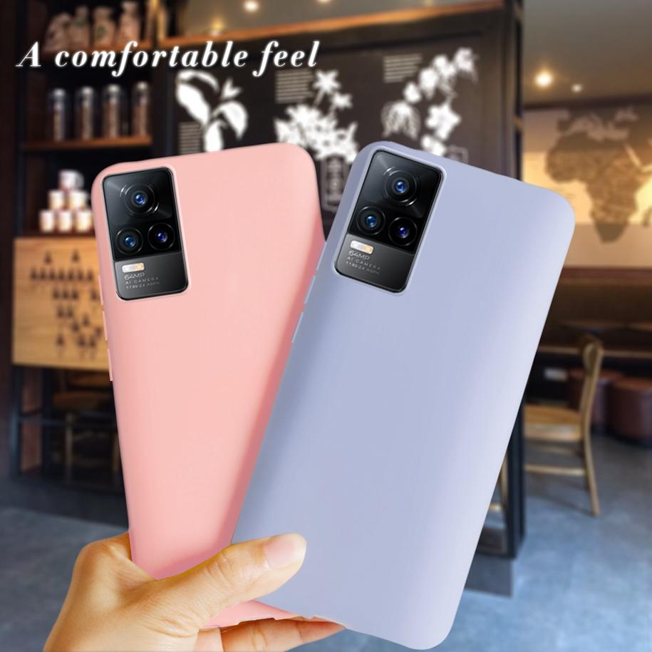 Für Vivo V21 V21e Hülle 2021 Flüssigsilikon Weiches TPU Capa Schlanke Handy-Rückabdeckung Für Vivo V21 5G V2050 VivoV21e V2061 Funda 6.44"