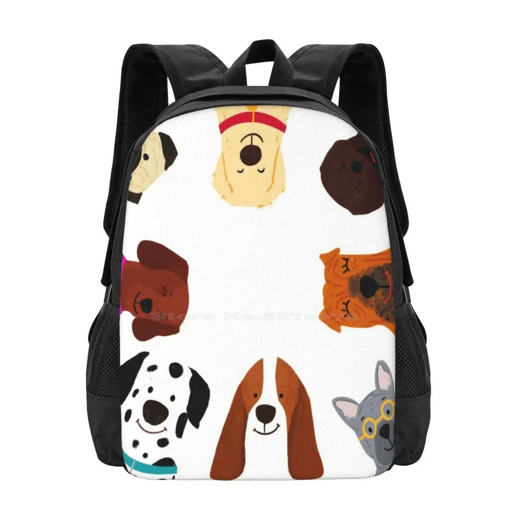 Dogs! Bag Backpack For Men Women Girls Teenage Dogs Pugs French Bulldog Labrador Cute Animal Kids