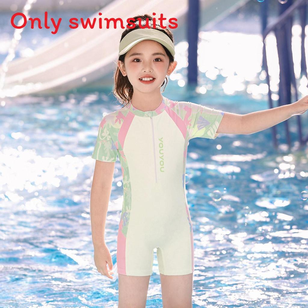 Childrens Swimsuit Girls Onepiece Hot Spring Swimwear With Chest Padding For Water Sports