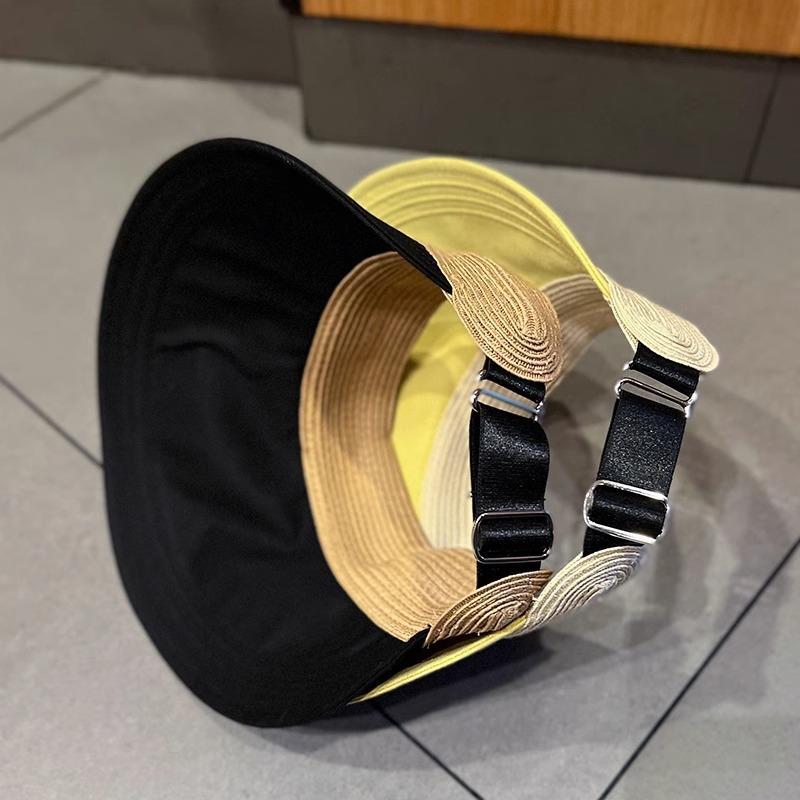 New Summer For Women'S Large Brim Empty Top Straw Hat Outdoor Foldable Uv Protection Sunshade Hats Fashion Vacation Beach Cap