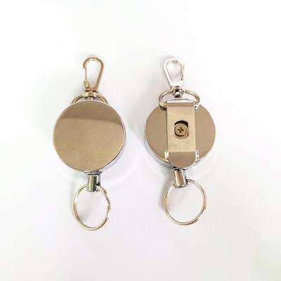 4cm All-Metal Steel Wire Anti-Theft Retractable Nylon Keyring