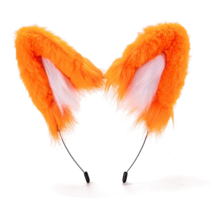 Realistic Wolf Ears Hairband Furry Headbands Plush for Coser Role Play and Photography Props жёлтый