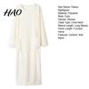 Lyxig Jacquard Loungewear Damflanell Nattlinne Fluffigt Plysch Varm Rundhalsad Lång Sovkläder Lös Vintertröja Nattlinne med Fickor