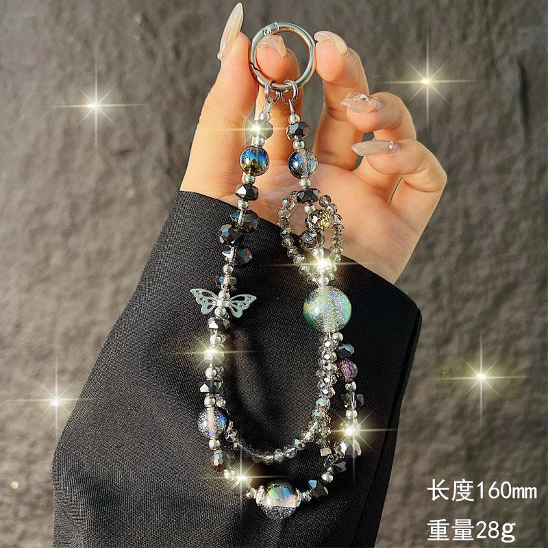 

Light Luxury Alloy Butterfly Phone Chain High-end Crystal Phone Chain Earphone Case Decoration Pendant Keychain Ornament 【Black】Butterfly Phon
