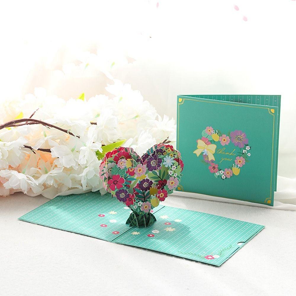 

Бумажная 3D Pop Up поздравительная открытка Желающая цветочная открытка Сердце Венок Поздравительная открытка Подарок на день рождения