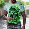 Mens Summer Clothing 3D Printed Skull Graphic T Shirts Round Neck Short Sleeved