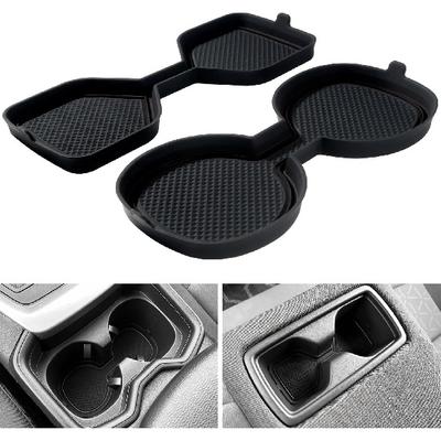 3D Cup Holder Erts For Toyota RAV4 Accessories 2025 2024      Silicone Cup Coaster Mats Pad Center Console Liner (2Pcs Set, Black Trim)