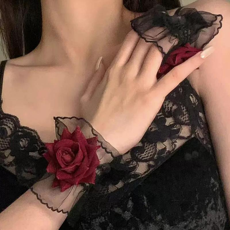 1 Pair Horn Cuffs Lace Horn Cuffs False Sleeve Cuff Stretch Bracelet Lace Sleeves