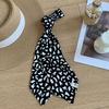 Ribbon Floral Scarf Leopard Print Shirt Tie Retro Long Scarves  Party