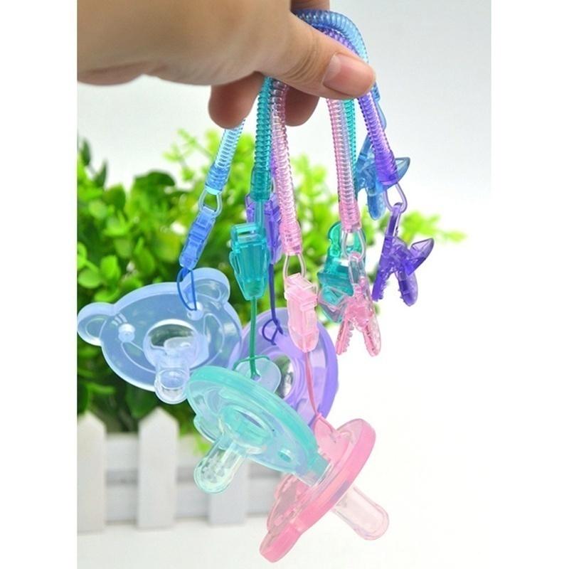 2pcs Baby Infant Toddler Dummy Pacifier Spring Soother Nipple Clip Chain Holder Strap TYS