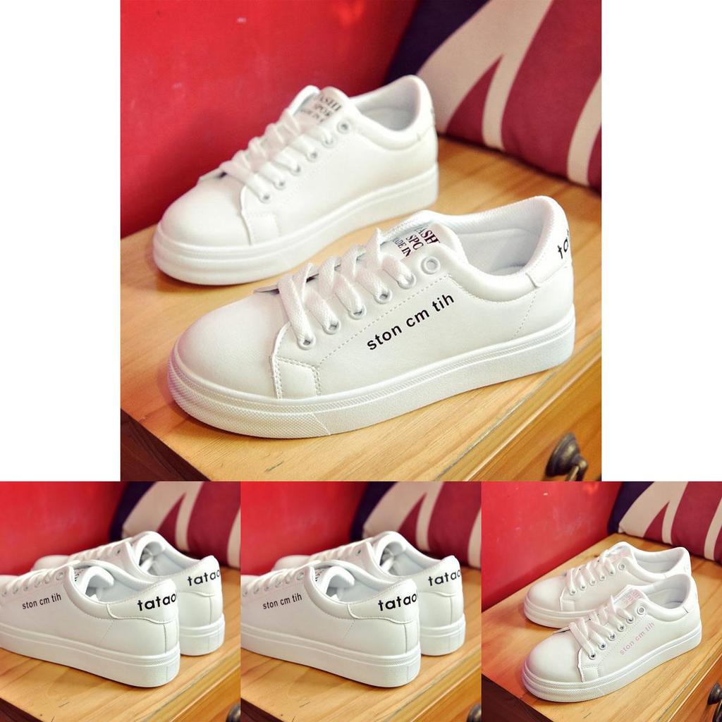 Timeless White Korean Female Flat Leather Sneaker For Sports And Students