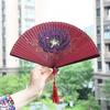 Dream Lotus Mini Japanese-Style Handheld Full Bamboo Fan Hanfu Classical Dance Qipao Portable Folding Fan Girl Group Folding Fan