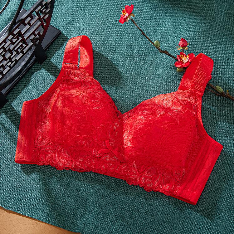 Thin Breathable Full Cup Big Chest Small Underwear Women's No Steel Ring Chest Reduction Anti-sagging Collection Breast Bra Bras