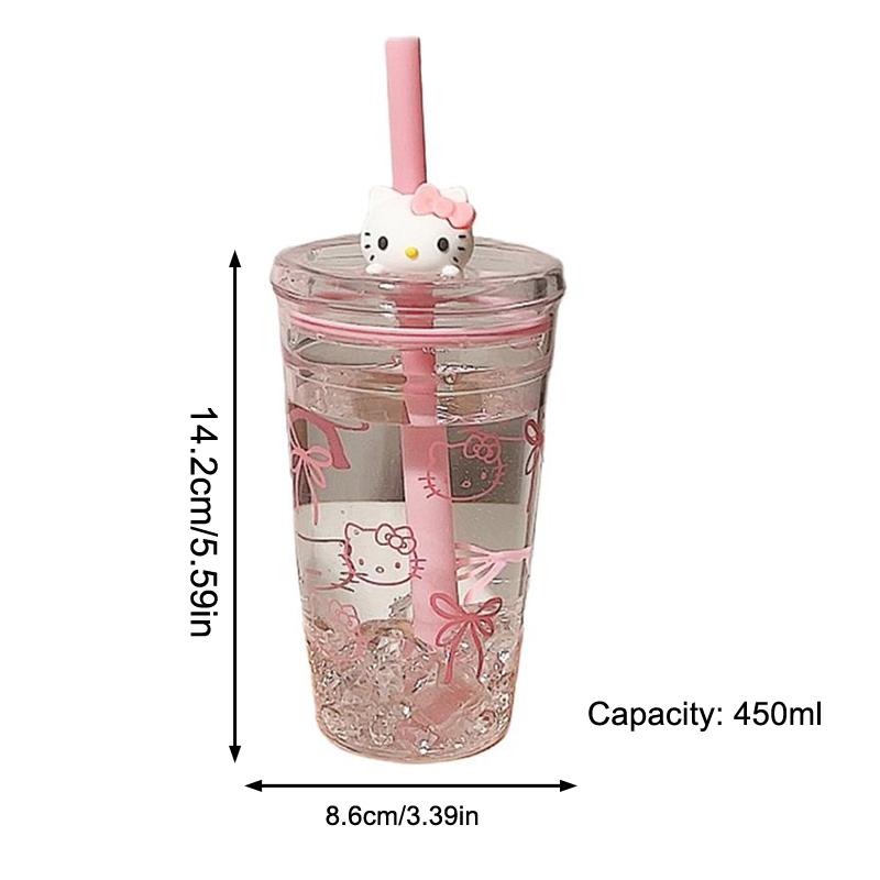 Sanrio Anime Hello Kitty Straw Plastic Water Cup Large Capacity Portable Pc High Temperature Resistant Cup Student Cup Girl Gift